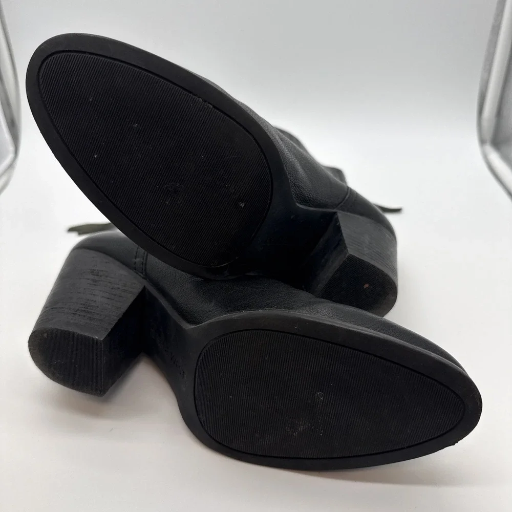 Nine West Womens SZ 9M Hippy Chic Black Leather Perforated High Heel Ankle Boots